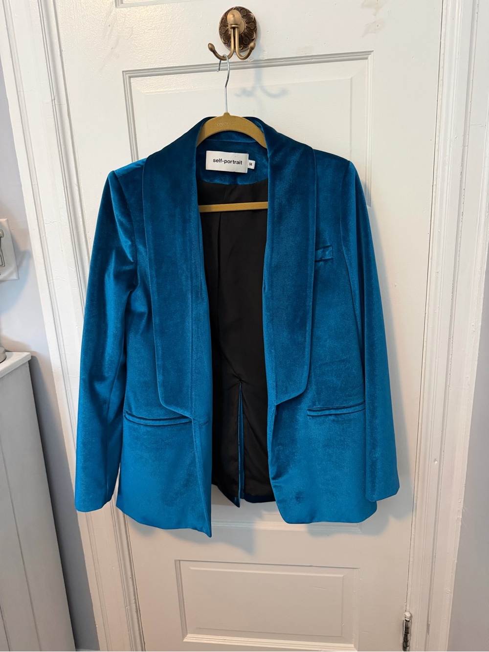 Self-Portrait Teal Velvet Blazer